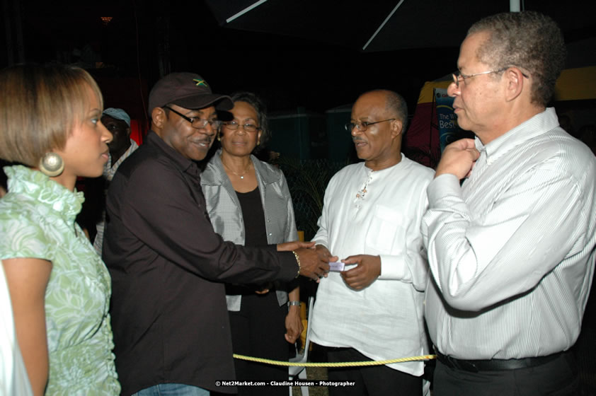 The Hon. Orette Bruce Goldwin, M.P., Prime Minister of Jamaica, Minister of Tourism, Hon. Edmund Bartlett, and Director of Tourism, Basil Smith at the Air Jamaica Jazz and Blues Festival 2008 The Art of Music - Thrusday, January 24, 2008 - Air Jamaica Jazz & Blues 2008 The Art of Music venue at the Aqaueduct on Rose Hall Resort & Counrty Club, Montego Bay, St. James, Jamaica W.I. - Thursday, January 24 - Saturday, January 26, 2008 - Photographs by Net2Market.com - Claudine Housen & Barry J. Hough Sr, Photographers - Negril Travel Guide, Negril Jamaica WI - http://www.negriltravelguide.com - info@negriltravelguide.com...!