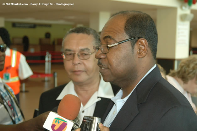 Minister of Tourism, Hon. Edmund Bartlett - Director of Tourism, Basil Smith, and Mayor of Montego Bay, Councillor Charles Sinclair Launch of Winter Tourism Season at Sangster International Airport, Saturday, December 15, 2007 - Sangster International Airport - MBJ Airports Limited, Montego Bay, Jamaica W.I. - Photographs by Net2Market.com - Barry J. Hough Sr, Photographer - Negril Travel Guide, Negril Jamaica WI - http://www.negriltravelguide.com - info@negriltravelguide.com...!