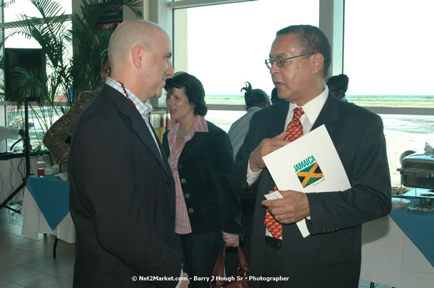 MBJ Airports Limited Welcomes WestJet Airlines - Inaugural Scheduled Service From Toronto Pearsons International Airport - Monday, December 10, 2007 - Sangster International Airport - MBJ Airports Limited, Montego Bay, Jamaica W.I. - Photographs by Net2Market.com - Barry J. Hough Sr, Photographer - Negril Travel Guide, Negril Jamaica WI - http://www.negriltravelguide.com - info@negriltravelguide.com...!